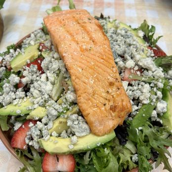 Balkan Fusion - Strawberry salmon salad with avocado and blue cheese - Modern European Near Me - North Wildwood, New Jersey Balkan Fusion - Strawberry salmon salad with avocado and blue cheese - Modern European Near Me - North Wildwood, New Jersey