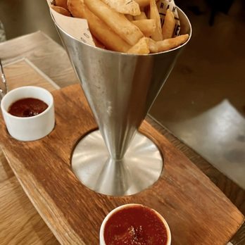 Gordon Ramsay Burger - JUST FRIES house ketchup, chipotle ketchup, chives - Salad Near Me - Chicago, Illinois