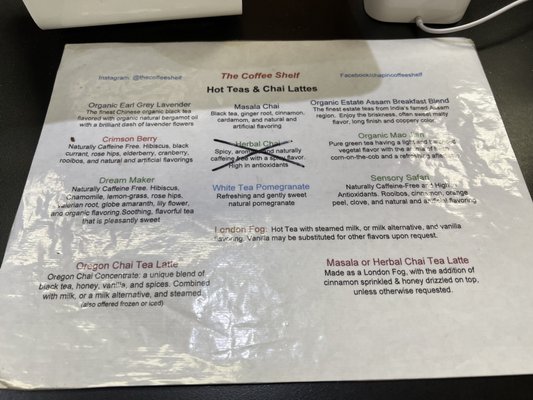 Menu photo 2 The Coffee Shelf Chapin, SC Menu photo 2 The Coffee Shelf Chapin, SC