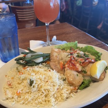 Boston Sail Loft - Friday Special...Pan seared tilapia with a lobster Scampi sauce with vegetables and rice pilaf - Bars Near Me - Boston, Massachusetts