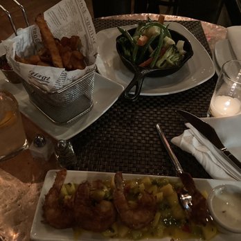 Banc Cafe - Sweet potatoes fries, sautéed mixed veggies, & coconut shrimp. House cocktail "Smoking in the Boys Room" - Cafes Near Me - New York, New York Banc Cafe - Sweet potatoes fries, sautéed mixed veggies, & coconut shrimp. House cocktail "Smoking in the Boys Room" - Cafes Near Me - New York, New York