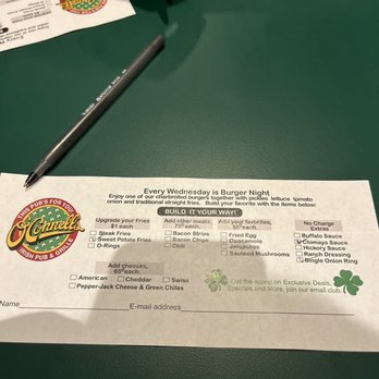 O'Connell's Irish Pub & Grille - a check and pen - Burgers Near Me - Norman, Oklahoma O'Connell's Irish Pub & Grille - a check and pen - Burgers Near Me - Norman, Oklahoma