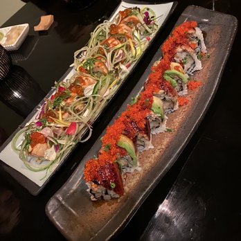 Oishii Boston - Top is for the love of salmon, bottom is alligator maki - Japanese Near Me - Boston, Massachusetts Oishii Boston - Top is for the love of salmon, bottom is alligator maki - Japanese Near Me - Boston, Massachusetts