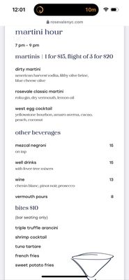 Menu photo 2 Rosevale Cocktail Room New York, NY Menu photo 2 Rosevale Cocktail Room New York, NY