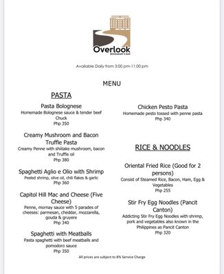 Menu photo 6 Overlook Restaurant & Bar Angeles, PAM