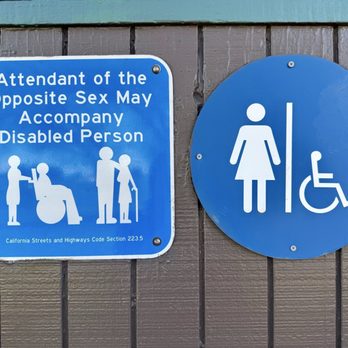 Enoch Christoffersen Southbound-Rest Area - Women's Restroom Disabled Signage (attendant of the opposite sex may accompany disabled person) - Rest Stops Near Me - Turlock, California Enoch Christoffersen Southbound-Rest Area - Women's Restroom Disabled Signage (attendant of the opposite sex may accompany disabled person) - Rest Stops Near Me - Turlock, California