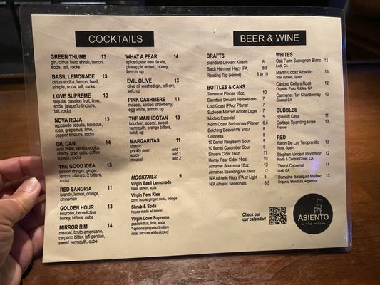 Menu photo 1 Asiento San Francisco, CA Menu photo 1 Asiento San Francisco, CA