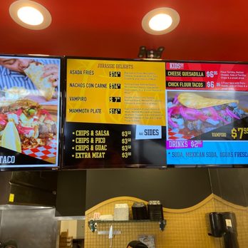 Jurassic Tacos Orem - Menu right side - Tacos Near Me - Orem, Utah