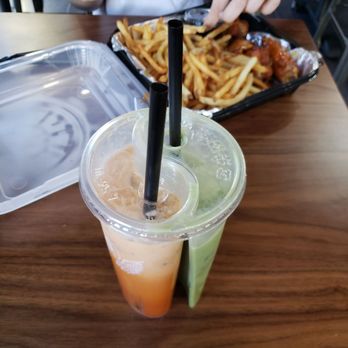 Zero Degrees - Double cup of Thai Tea & Green Matcha. Yum. - Bubble Tea Near Me - Summerlin, Nevada