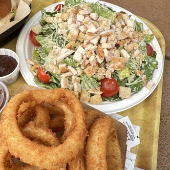 Padaro Beach Grill - Caesar salad. Ask for the meat not cubed like at cat food. Would be better in chicken strip cut. - American Near Me - Carpinteria, California Padaro Beach Grill - Caesar salad. Ask for the meat not cubed like at cat food. Would be better in chicken strip cut. - American Near Me - Carpinteria, California