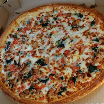 Home Base Pizza - The White Pizza: Chicken breast and fresh spinach in a garlic alfredo sauce. DIVINE! - Pizza Near Me - Houston, Texas Home Base Pizza - The White Pizza: Chicken breast and fresh spinach in a garlic alfredo sauce. DIVINE! - Pizza Near Me - Houston, Texas