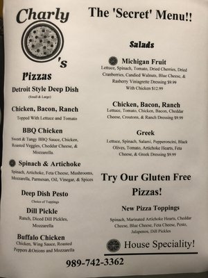 Menu photo 3 Charly O's Pizza Hillman, MI