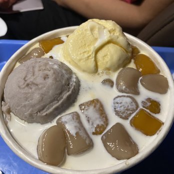 Meet Fresh - Double Taro Signature with the creamer added - Desserts Near Me - Edison, New Jersey