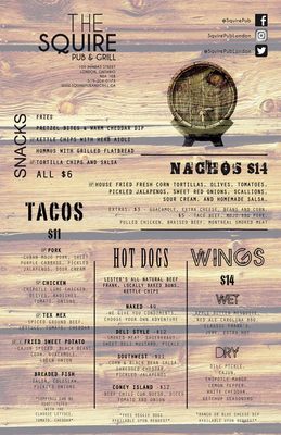 Menu photo 2 The Squire Pub & Grill London, ON Menu photo 2 The Squire Pub & Grill London, ON