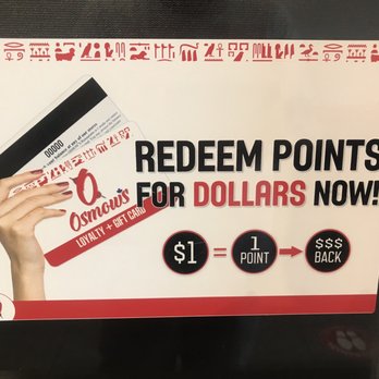 Osmow's Shawarma - Point card system, every dollar spent equates to 1 point. - Mediterranean Near Me - Toronto, Ontario Osmow's Shawarma - Point card system, every dollar spent equates to 1 point. - Mediterranean Near Me - Toronto, Ontario