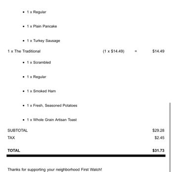 First Watch - My receipt! - Breakfast & Brunch Near Me - Las Vegas, Nevada First Watch - My receipt! - Breakfast & Brunch Near Me - Las Vegas, Nevada