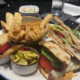 Chicken pita (side of house b+b pickles)