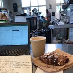 Good Cup - Almond croissant and oat milk latte