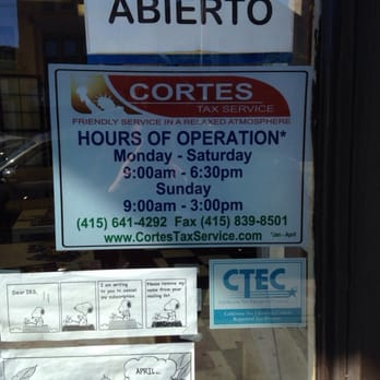 Cortes Tax Service - Hours of operation - Notaries Near Me - San Francisco, California Cortes Tax Service - Hours of operation - Notaries Near Me - San Francisco, California
