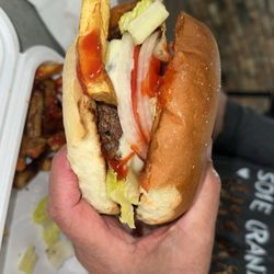 Two Brothers Pizzeria and Grill - Cheeseburger with Lettuce, Tomato and Onion
