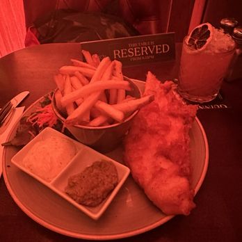 The Church - Fish & chips with tartar sauce and mushy peas. Paired with a seasonal cocktail. - Bars Near Me - Dublin, D The Church - Fish & chips with tartar sauce and mushy peas. Paired with a seasonal cocktail. - Bars Near Me - Dublin, D