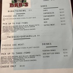 Burritos Bro’s - Menu