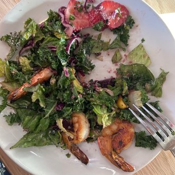 Lure Fish House - Strawberry salad w/ grilled shrimp - delicious - pic is after many bites. Strawberry Chopped Salad - Half - Seafood Near Me - Porter Ranch, California