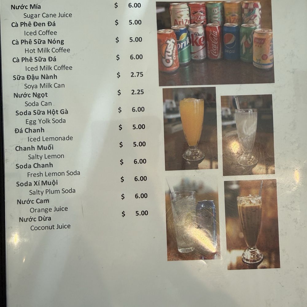 Pho Long Thinh - Beverage menu - Vietnamese Near Me - San Jose, California