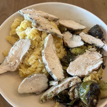 Flower Child - Chicken plate with Brussels sprouts and Mac and cheese - Salad Near Me - Indianapolis, Indiana