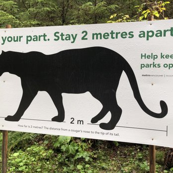 Lynn Headwaters Regional Park - Cougar social distancing sign~ - Parks Near Me - North Vancouver, British Columbia Lynn Headwaters Regional Park - Cougar social distancing sign~ - Parks Near Me - North Vancouver, British Columbia