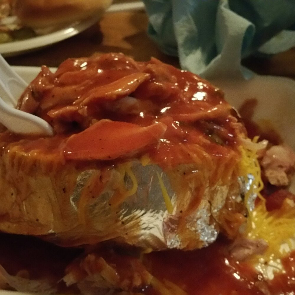 Saw's Juke Joint - Crestline - Huge stuffed potato! - Barbeque Near Me - Birmingham, Alabama Saw's Juke Joint - Crestline - Huge stuffed potato! - Barbeque Near Me - Birmingham, Alabama
