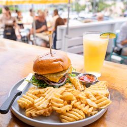 Cove House - Cove House Burger with Waffle Fries and a Spicoli.