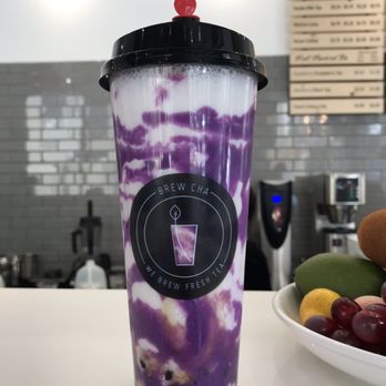 Brew Cha - Ube taro latte, large - $6 - Bubble Tea Near Me - San Francisco, California Brew Cha - Ube taro latte, large - $6 - Bubble Tea Near Me - San Francisco, California