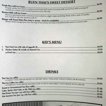 Ruen Thai - the menu for the restaurant - Thai Near Me - Cornelia, Georgia