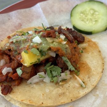 Tacos El Herradero - Taco al pastor. I had three, but the one is all I could take a photo of because they were too good to wait! - Mexican Near Me - Denver, Colorado Tacos El Herradero - Taco al pastor. I had three, but the one is all I could take a photo of because they were too good to wait! - Mexican Near Me - Denver, Colorado