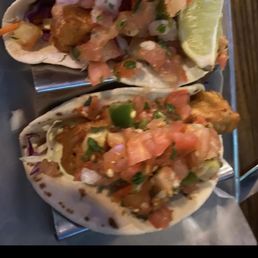 Two shrimp tacos.