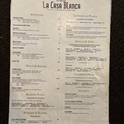 Menu photo 6 La Casa Blanca Chandler, AZ