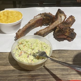 Cooper's Old Time Pit Bar-B-Que - Mac & cheese coleslaw and baby back ribs. - Barbeque Near Me - Austin, Texas