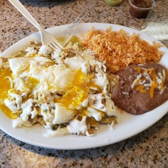 Señor Taco - Chilaquiles with eggs sunny side up. I took the photo after I cut my eggs, lol. - Mexican Near Me - Cypress, California Señor Taco - Chilaquiles with eggs sunny side up. I took the photo after I cut my eggs, lol. - Mexican Near Me - Cypress, California