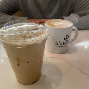 Klatch Coffee - Crème brûlée latte iced and hot mocha decaf. - Coffee & Tea Near Me - Chino Hills, California