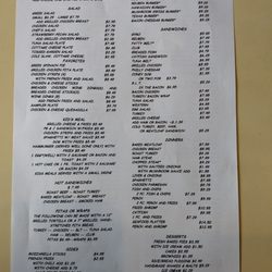 Tom Manis Restaurant - The entrees, kids menu and miscellaneous items.
