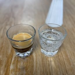 Single origin espresso with sparkling water.