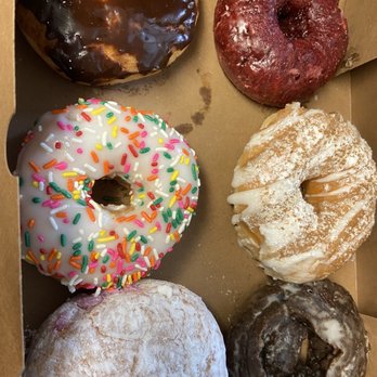 Donut Crazy - Shelton - (Top left to bottom right, going across): Boston cream, red velvet, birthday cake, French toast, jelly, chocolate cake glazed - Donuts Near Me - Shelton, Connecticut Donut Crazy - Shelton - (Top left to bottom right, going across): Boston cream, red velvet, birthday cake, French toast, jelly, chocolate cake glazed - Donuts Near Me - Shelton, Connecticut