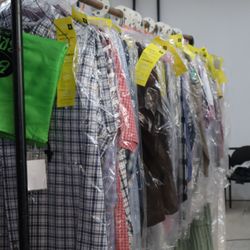Customer Dry Cleaning Ready For Pick Up.