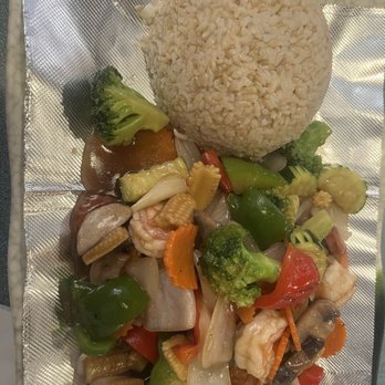 Thai Garland - Shrimp, veggies and brown rice- would recommend! - Thai Near Me - Garland, Texas Thai Garland - Shrimp, veggies and brown rice- would recommend! - Thai Near Me - Garland, Texas