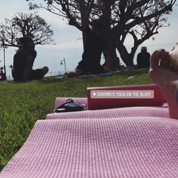 Yoga on the grassy area Yoga on the grassy area