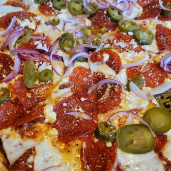 Riverboat Pizza - Pepperoni onion garlic feta and onions. Very good!! . - Pizza Near Me - Savannah, Georgia