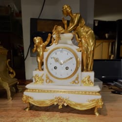 Sutton Clock Shop - French Bronze and Marble Mantle Clock ca 1840's