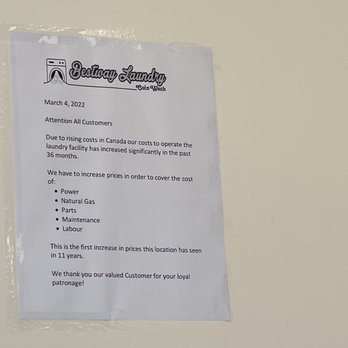 Bestway Laundry - So this make it okay to charge the outrageous prices? - Laundromat Near Me - Wetaskiwin, Alberta