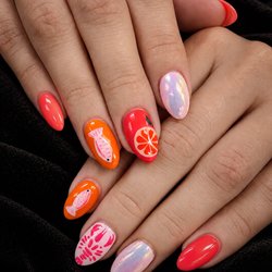 Pure Nails Spa - A little citrus, a little seaside energy.Fresh color, playful details, and a set made to brighten the mood.